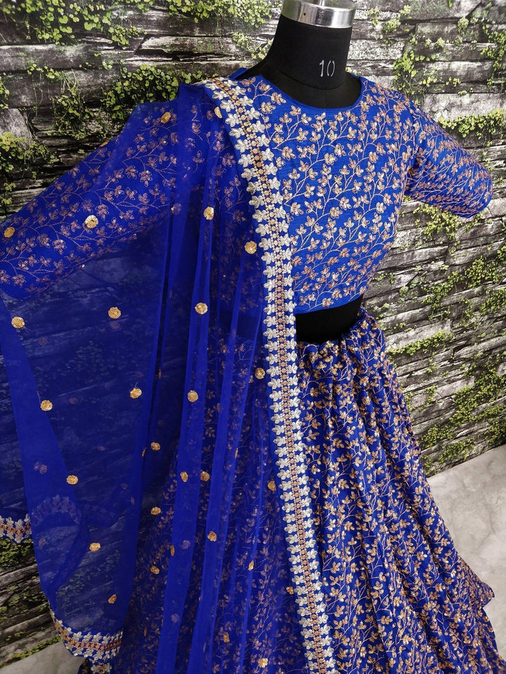 Customizable Raw Silk Lehenga | Zari & Sequin Embroidered Wedding Wear