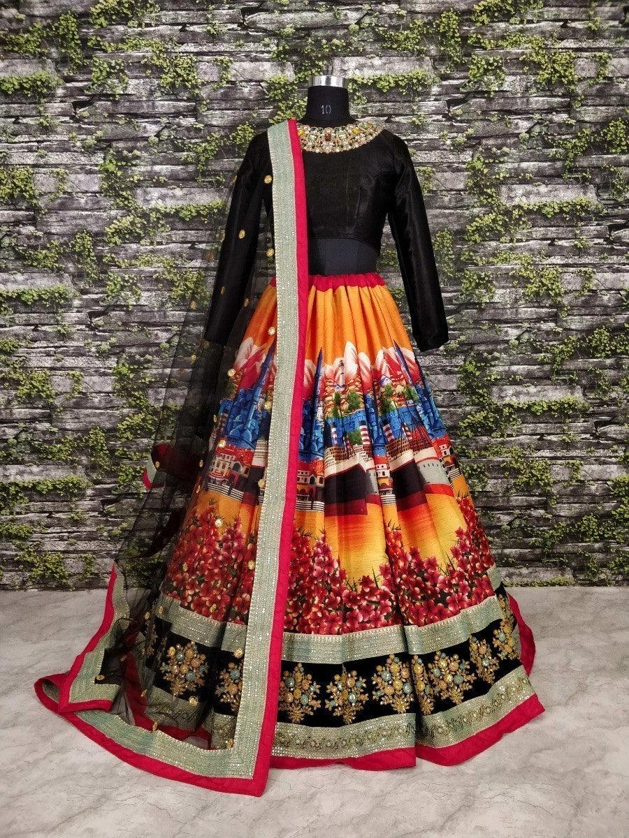 Sophisticated Black Lehenga Choli | Art Silk, Sequin & Dori Work