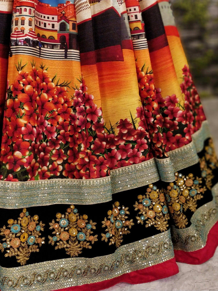 Sophisticated Black Lehenga Choli | Art Silk, Sequin & Dori Work