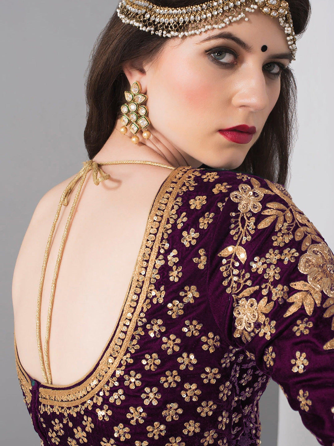 Regal Purple Velvet Lehenga | Zari, Sequin & Embroidery Work