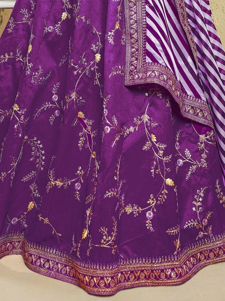 Intricate Purple Silk Lehenga Choli | Embroidered with Thread & Sequin Work