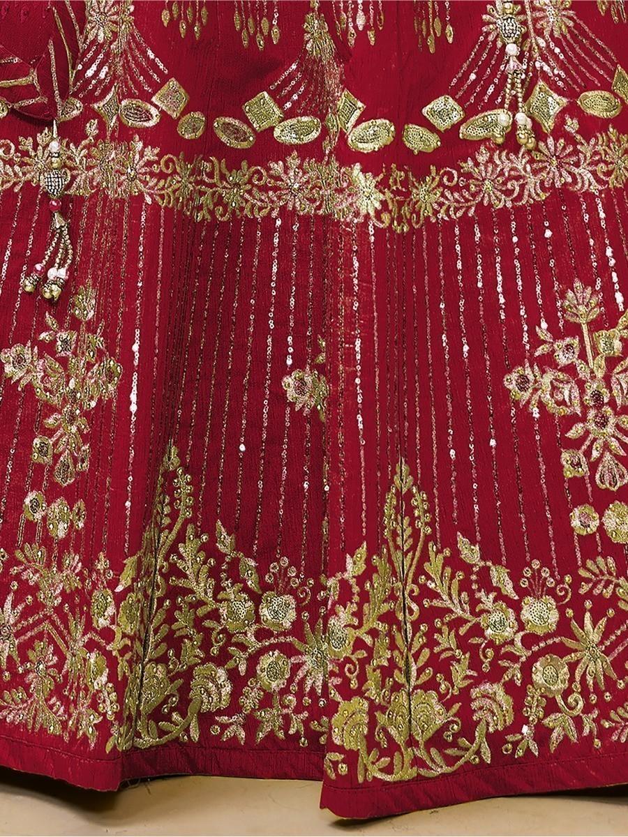 Customizable Red Silk Lehenga Choli | Wedding Wear