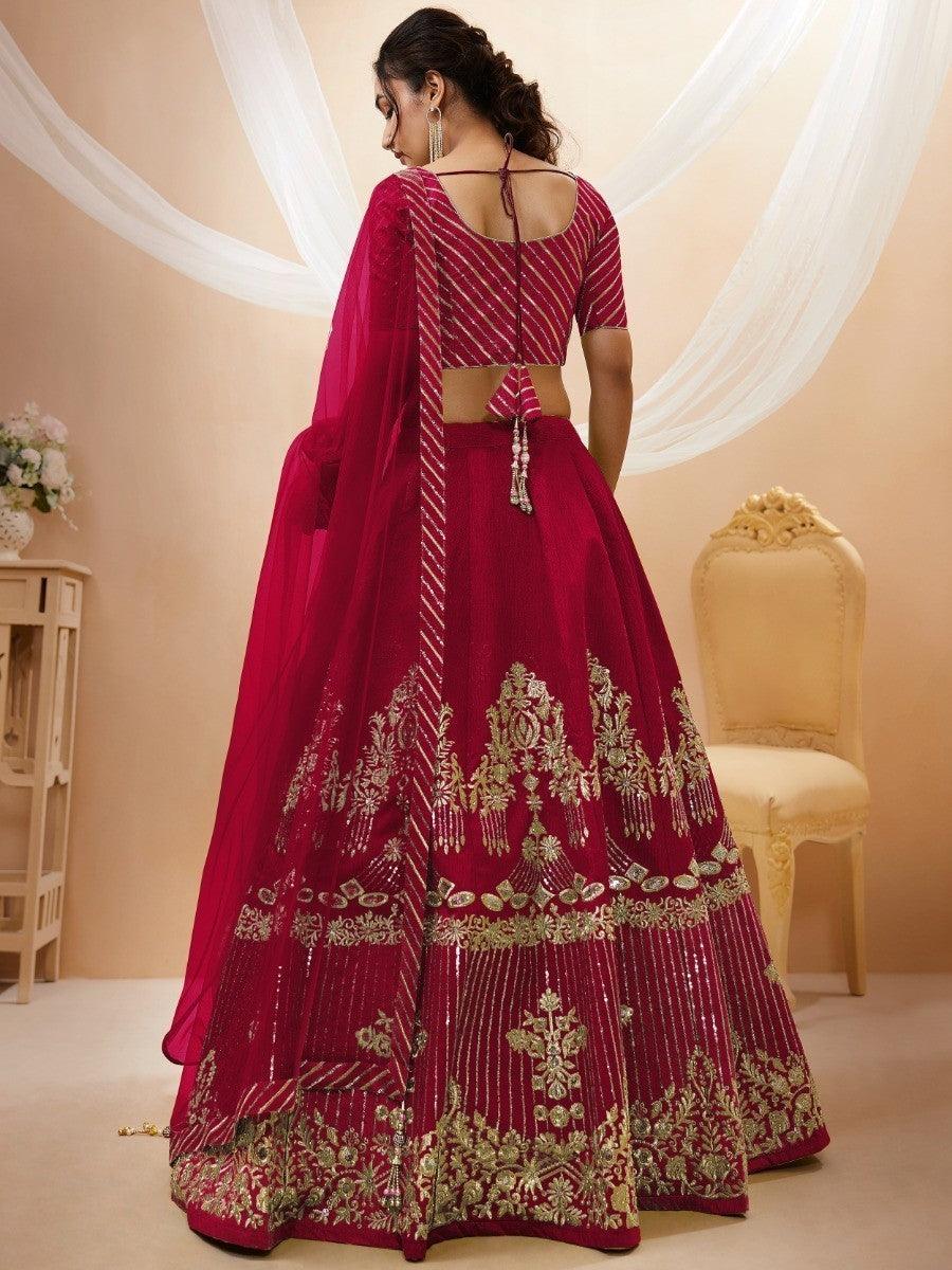 Customizable Red Silk Lehenga Choli | Wedding Wear