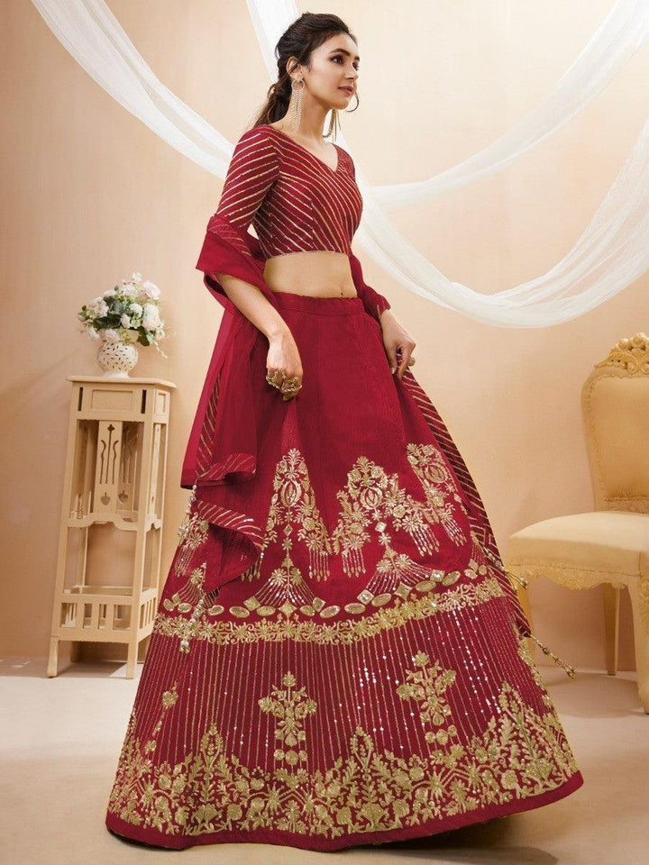 Customizable Red Silk Lehenga Choli | Wedding Wear