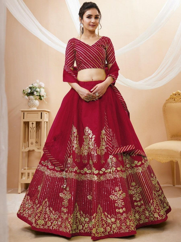 Customizable Red Silk Lehenga Choli | Wedding Wear