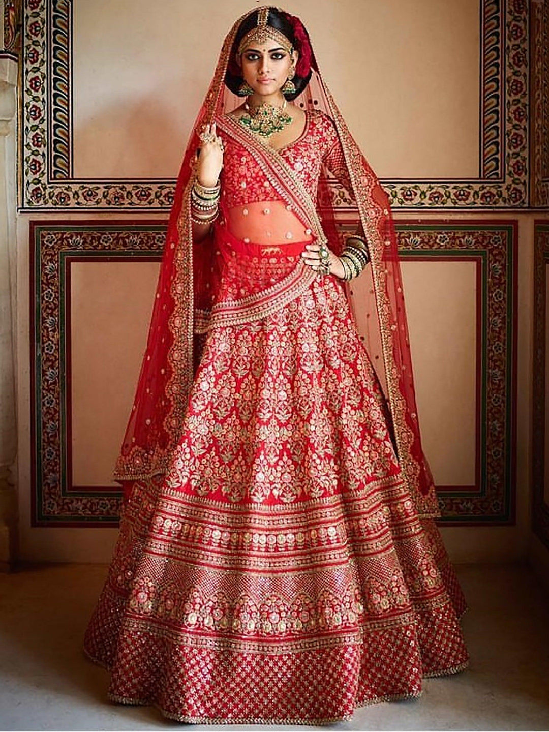 Traditional Red Lehenga | Embroidered Lehenga for Wedding