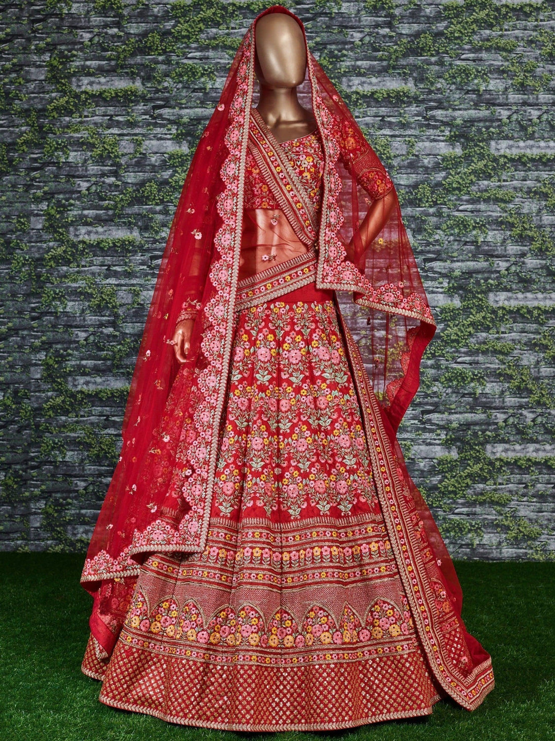 Traditional Red Lehenga | Embroidered Lehenga for Wedding