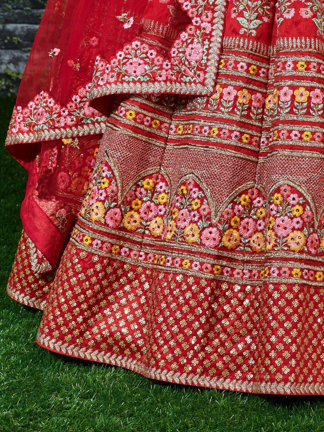 Traditional Red Lehenga | Embroidered Lehenga for Wedding