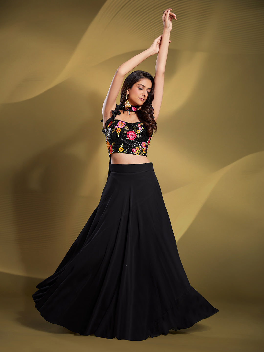 Stunning Black Party Lehenga Choli | Georgette with Dupatta Included