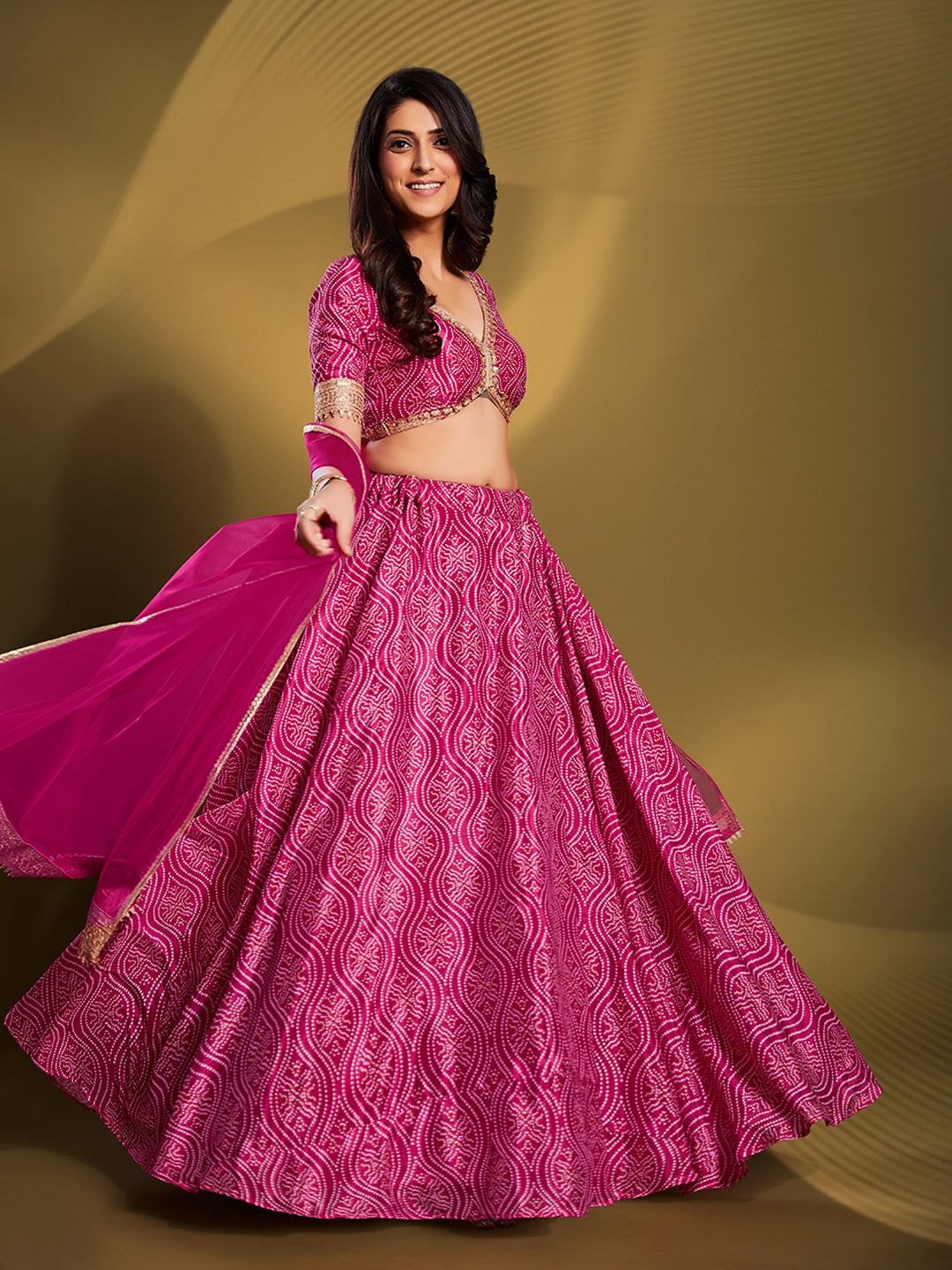 Stylish Pink Faux Crepe Lehenga Choli | Perfect for Festive Glamour