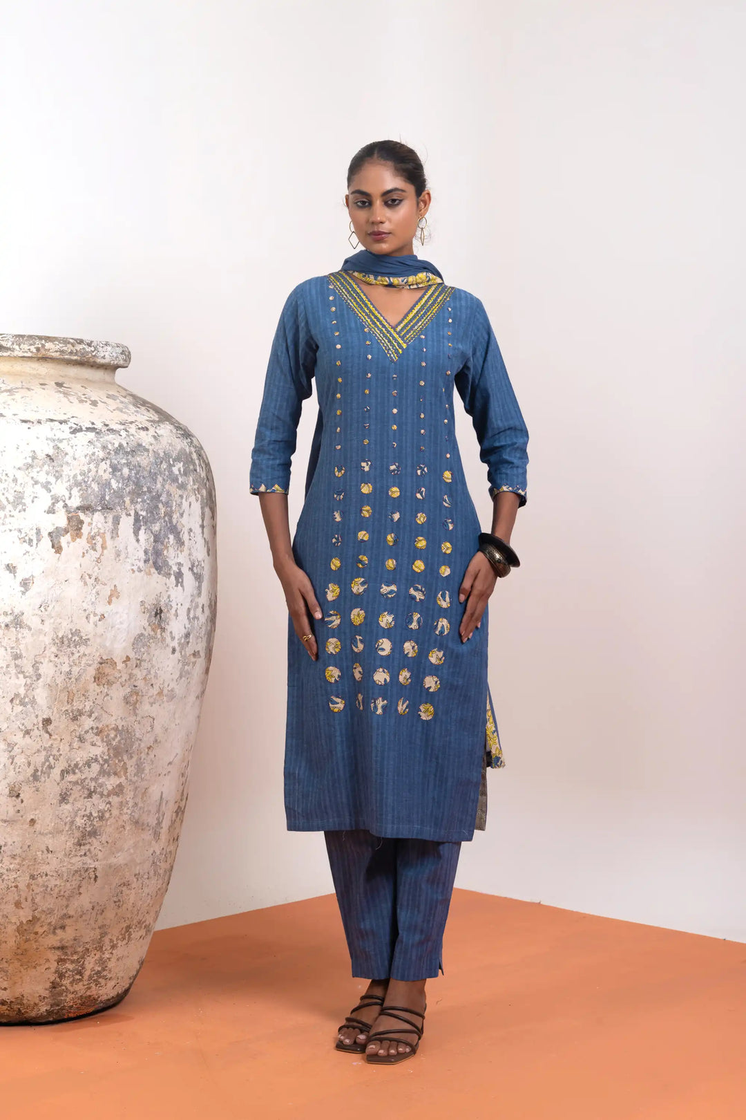 Elegant Kurtis Set | wevon antique designer cotton in blue