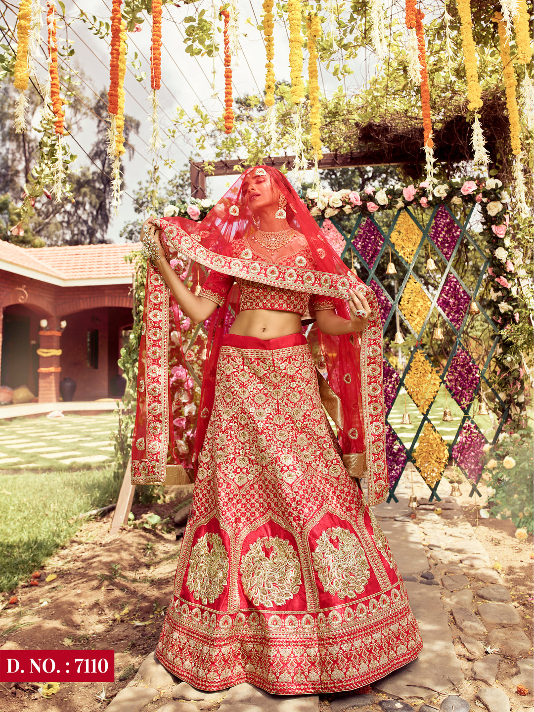 Designer Red Lehenga for Bridal Wear | Dori & Net Detailing