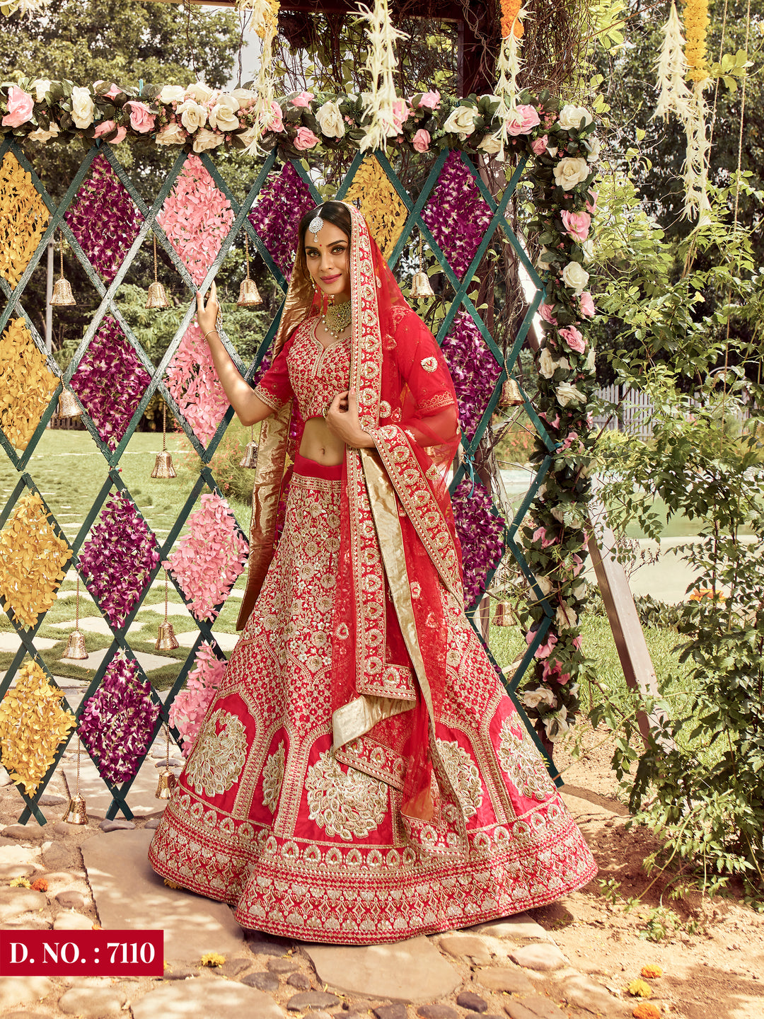 Designer Red Lehenga for Bridal Wear | Dori & Net Detailing