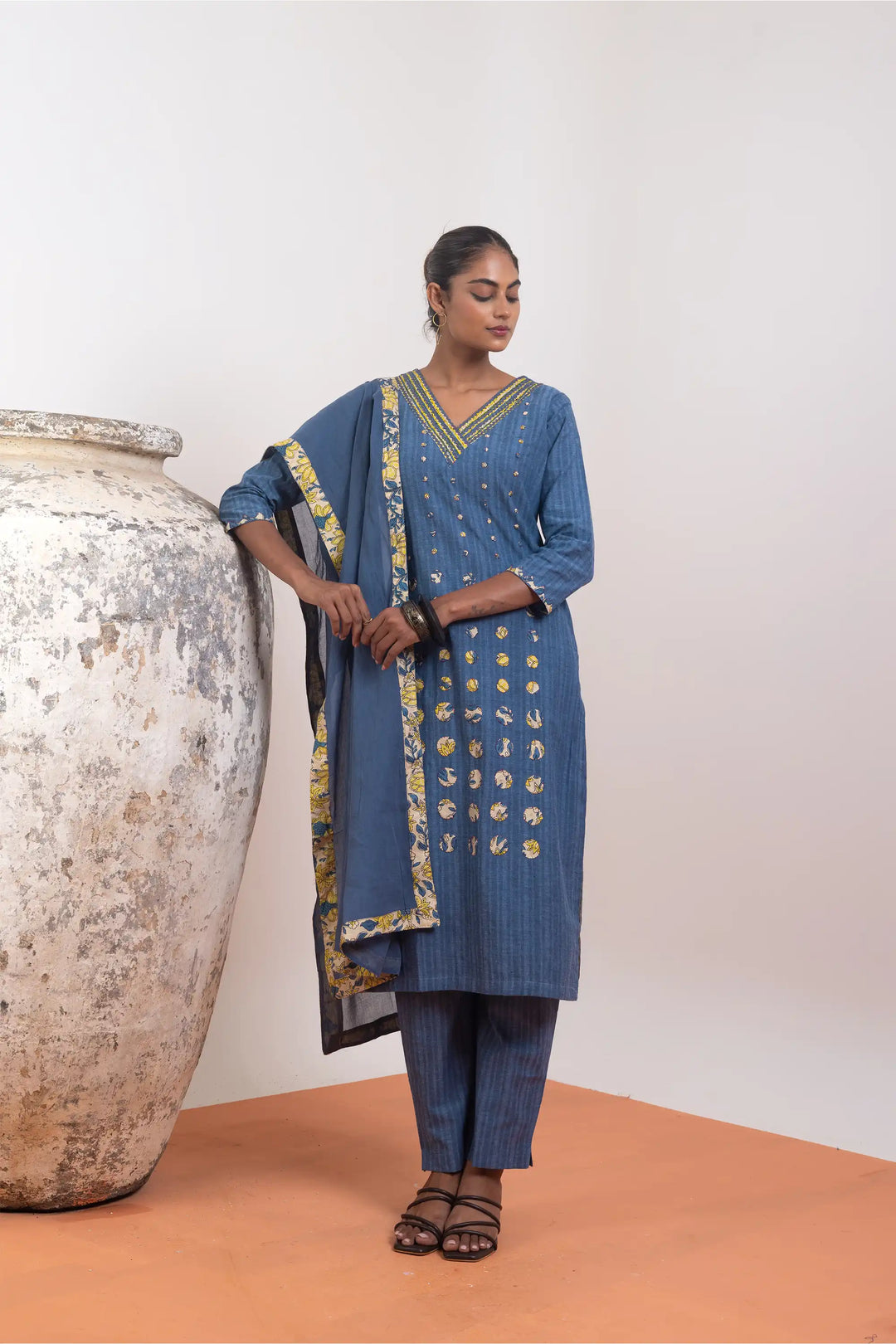 Elegant Kurtis Set | wevon antique designer cotton in blue