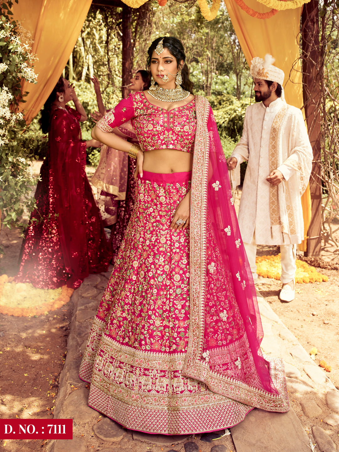 Designer Pink Raw Silk Bridal Lehenga | Party Wear with Beads Work