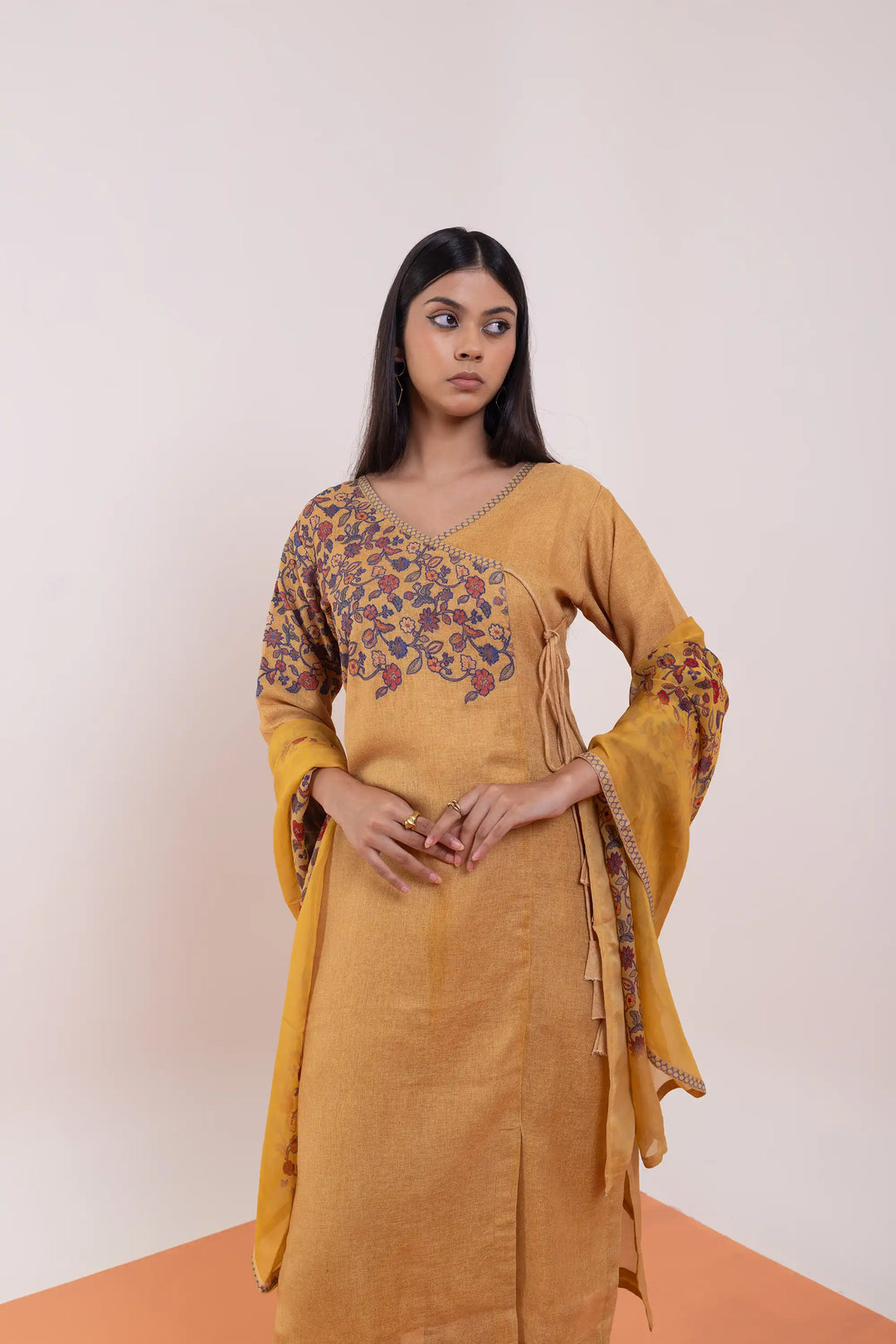 Kurtis Set mustard | A Blend of linen and embroidery work for Style