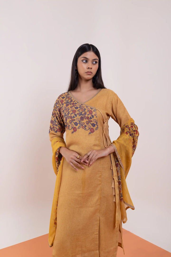 Kurtis Set mustard | A Blend of linen and embroidery work for Style