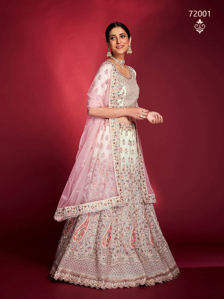 White Lehenga Set with Dori & Sequins Work | Bridal Lehenga Choli