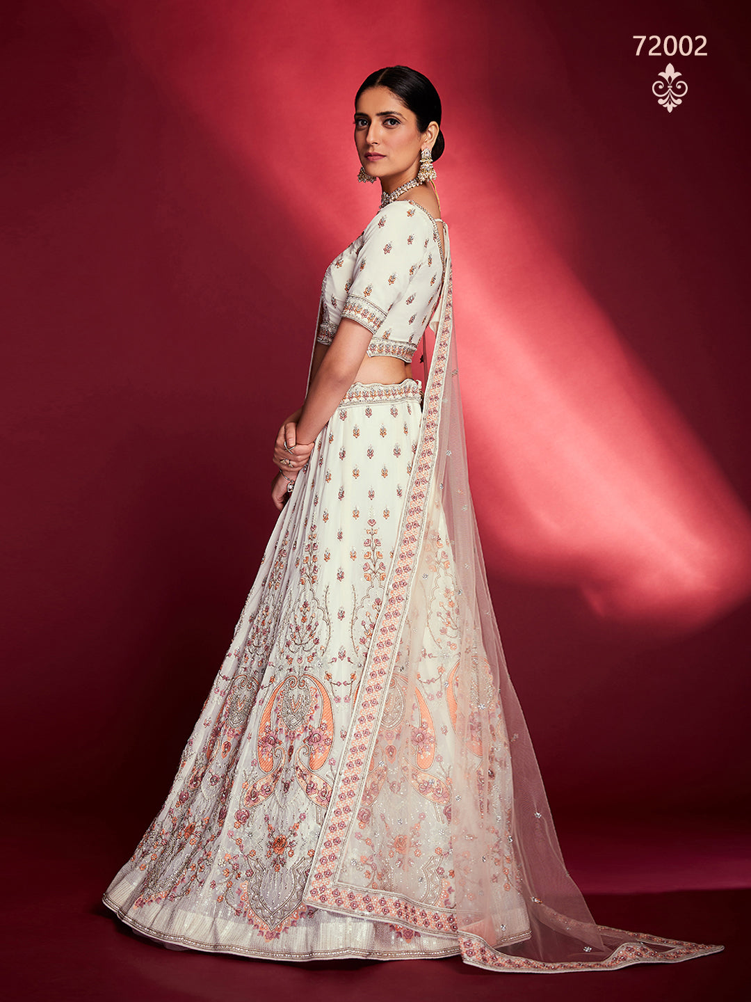 White Lehenga Set with Zari & Sequins Work | Bridal Lehenga Choli