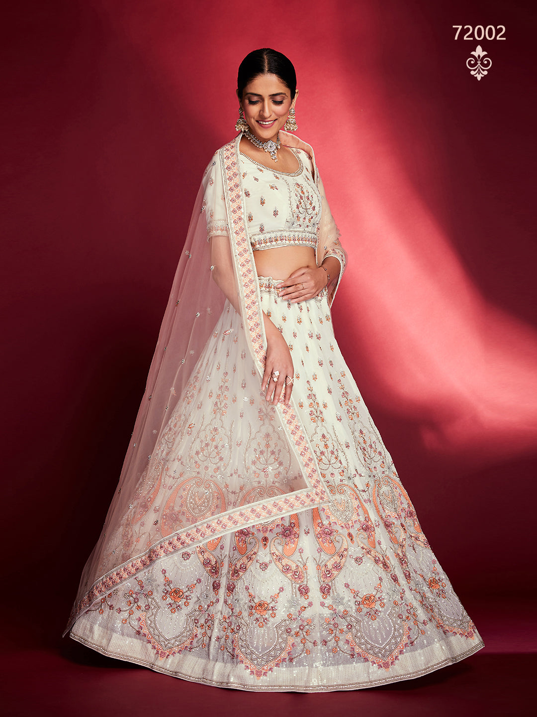 White Lehenga Set with Zari & Sequins Work | Bridal Lehenga Choli