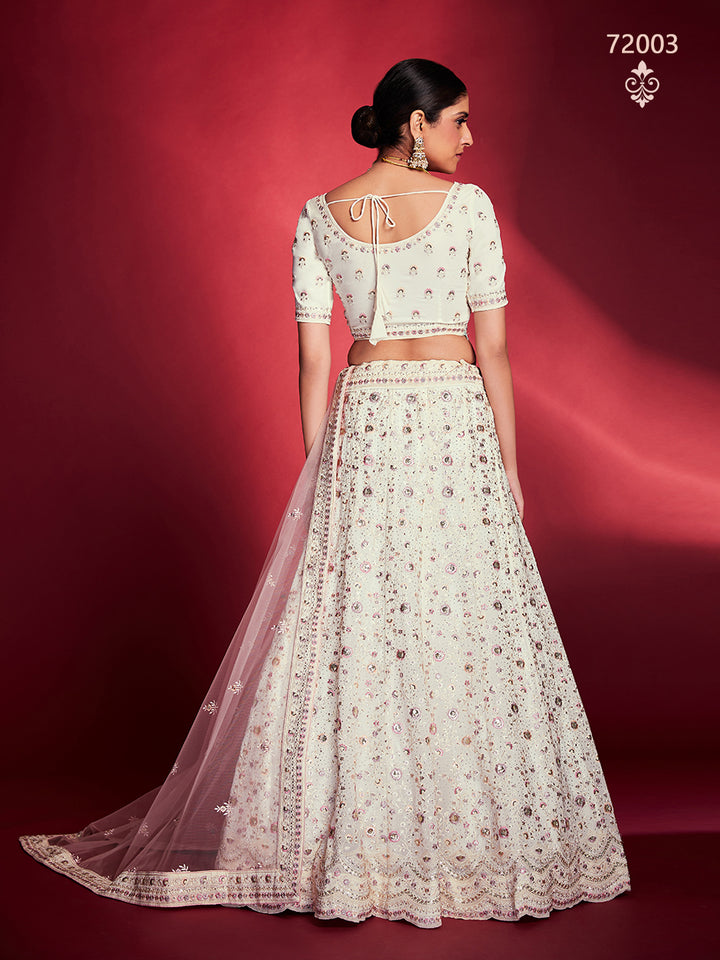 Elegant white  Party Wear Crop Top Lehenga | Wedding Lehenga Choli