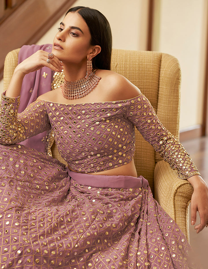 Mauve Georgette Lehenga Choli | Bridal Lehenga for Wedding