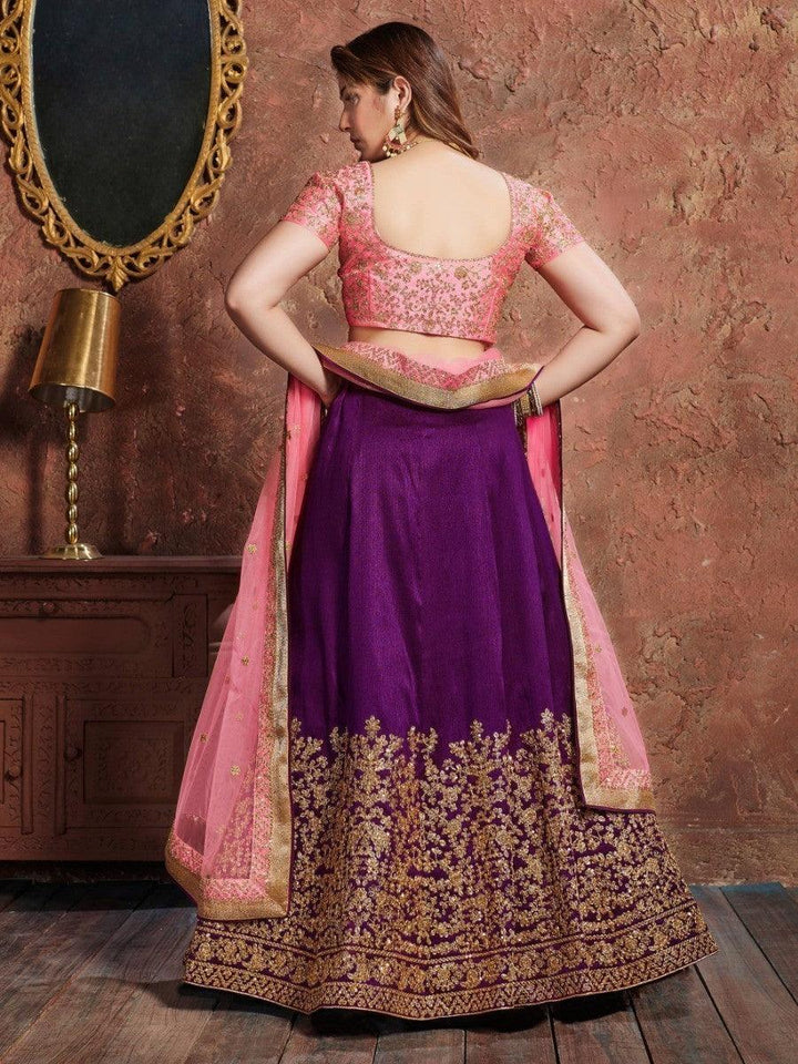 Party wear purple lehenga dress with intricate sequin and embroidery