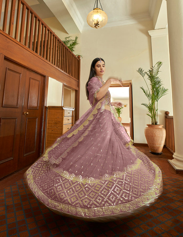 Mauve Georgette Lehenga Choli for Wedding | Bridal Lehenga for Women