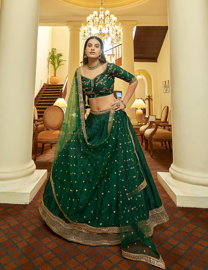 Traditional Lehenga Choli | Bridal Lehenga for Women in Green Art Silk