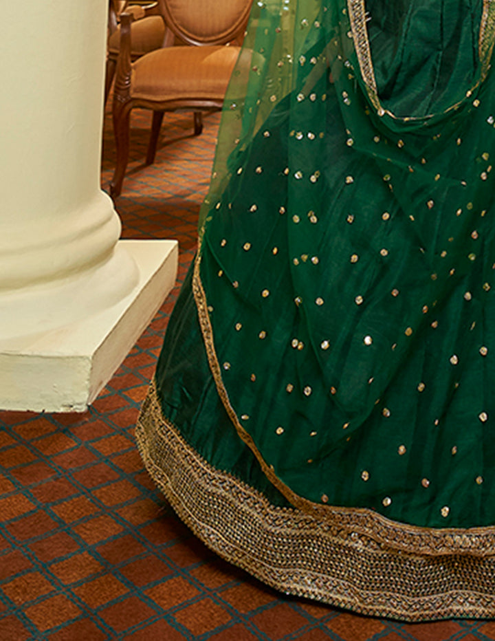 Traditional Lehenga Choli | Bridal Lehenga for Women in Green Art Silk