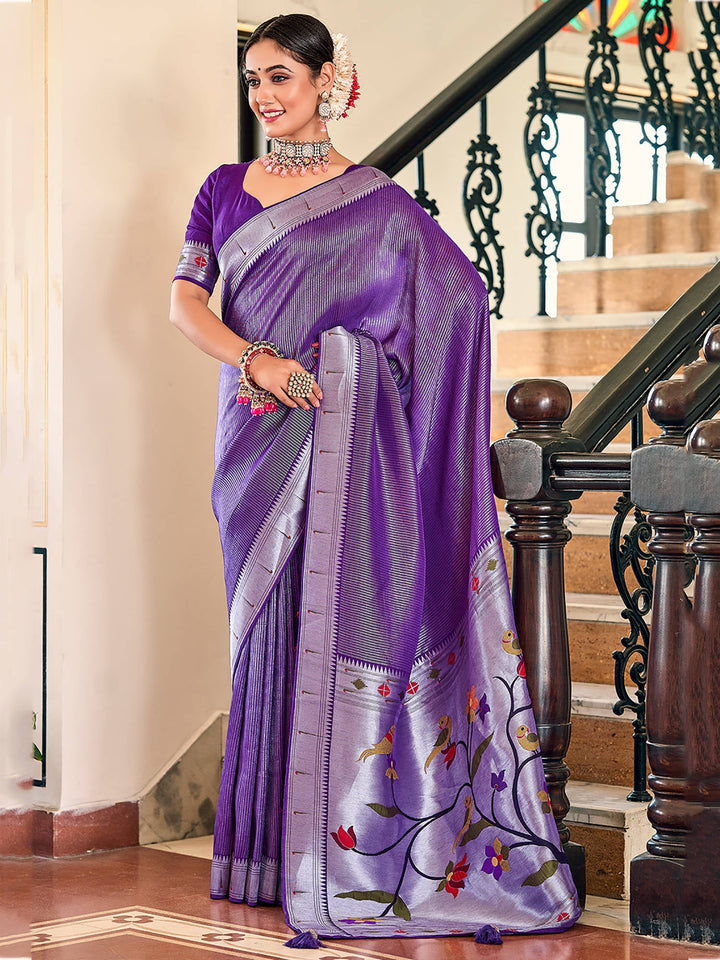 Purple silk saree crafted for elegance and style.