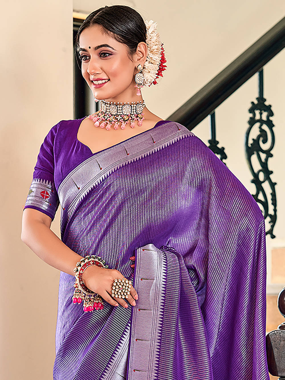 Vibrant color luxurious fabric exclusive attire crafted for elegance and style.