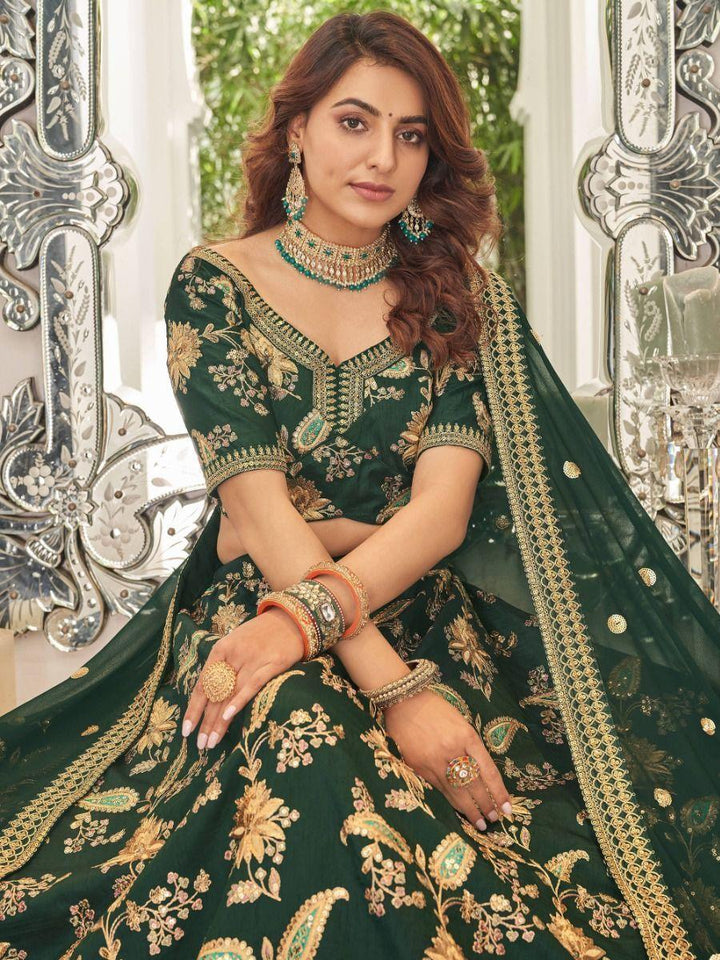 Exquisite Green Art Silk Lehenga Choli | Wedding & Engagement Set