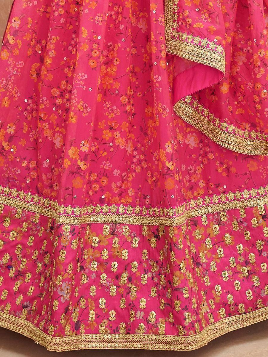 Pink Floral Lehenga Choli | Intricate Embroidery & Sequins Work