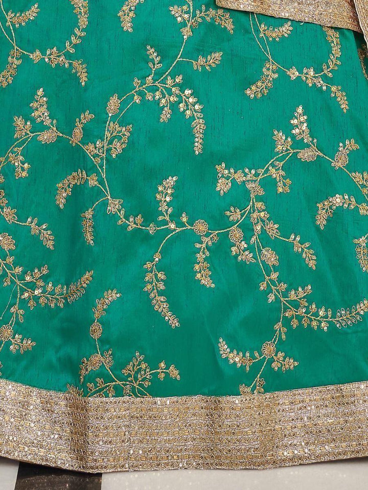 Unique Green Art Silk Lehenga Choli | Intricate Sequins & Lace Borders