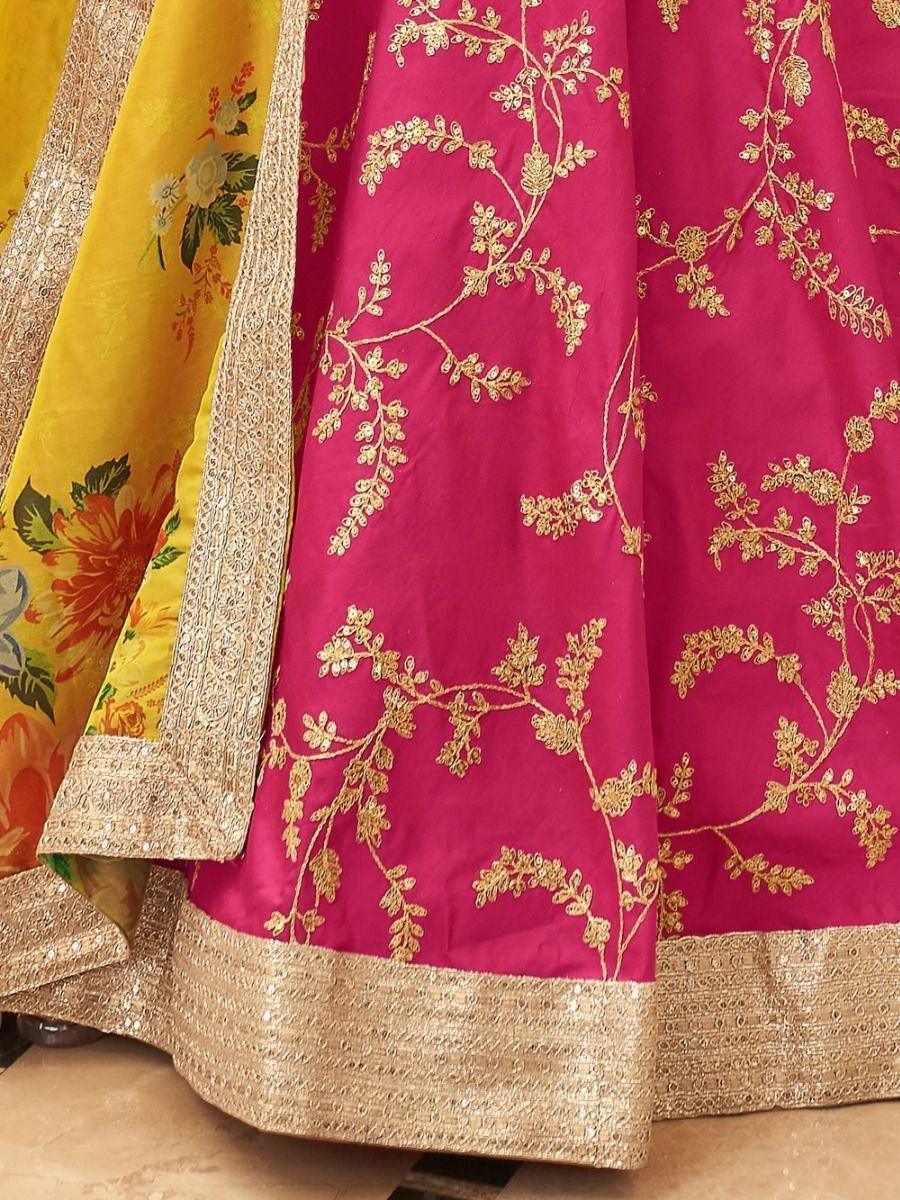 Mesmerizing Pink Sequins Art Silk Lehenga Choli | Reception & Wedding Wear