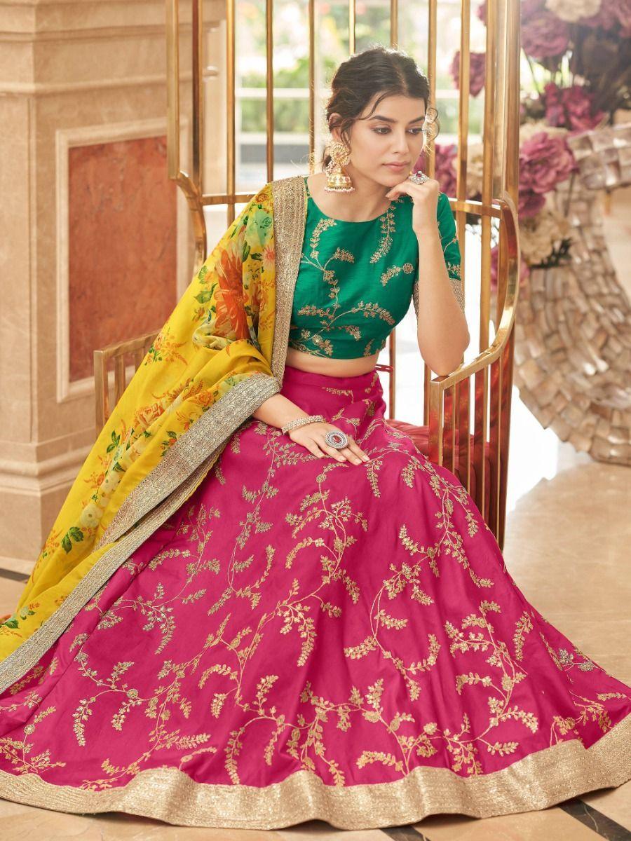 Mesmerizing Pink Sequins Art Silk Lehenga Choli | Reception & Wedding Wear