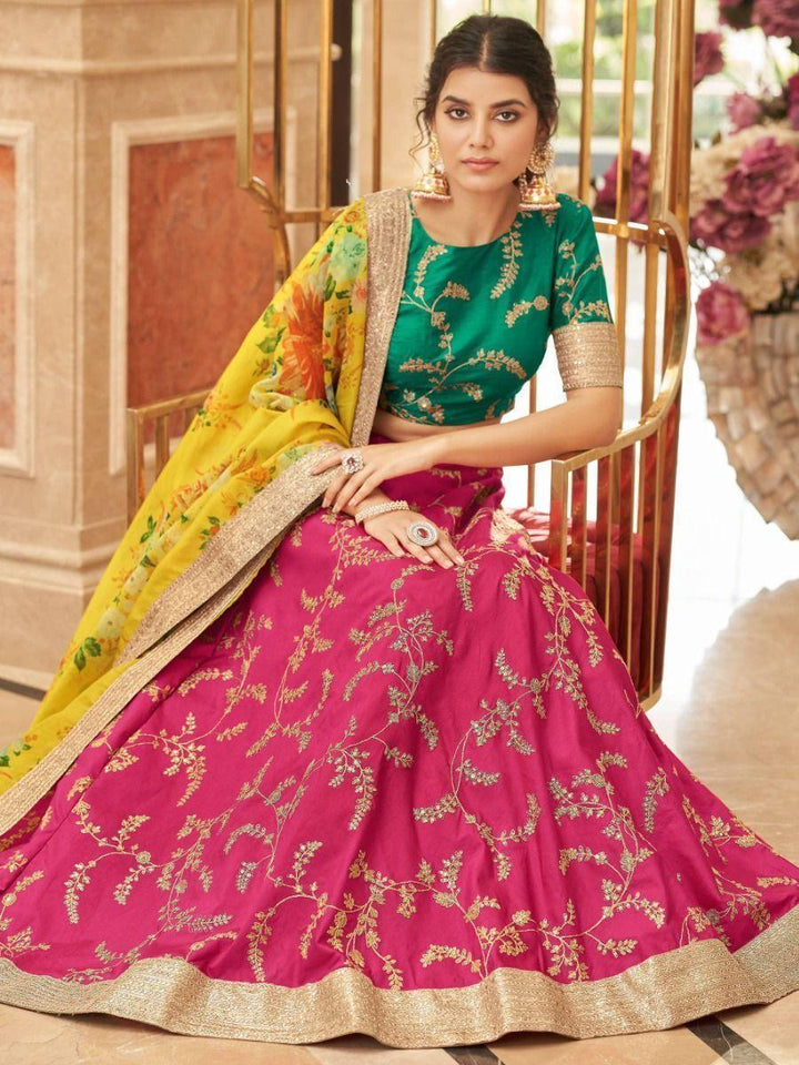 Mesmerizing Pink Sequins Art Silk Lehenga Choli | Reception & Wedding Wear