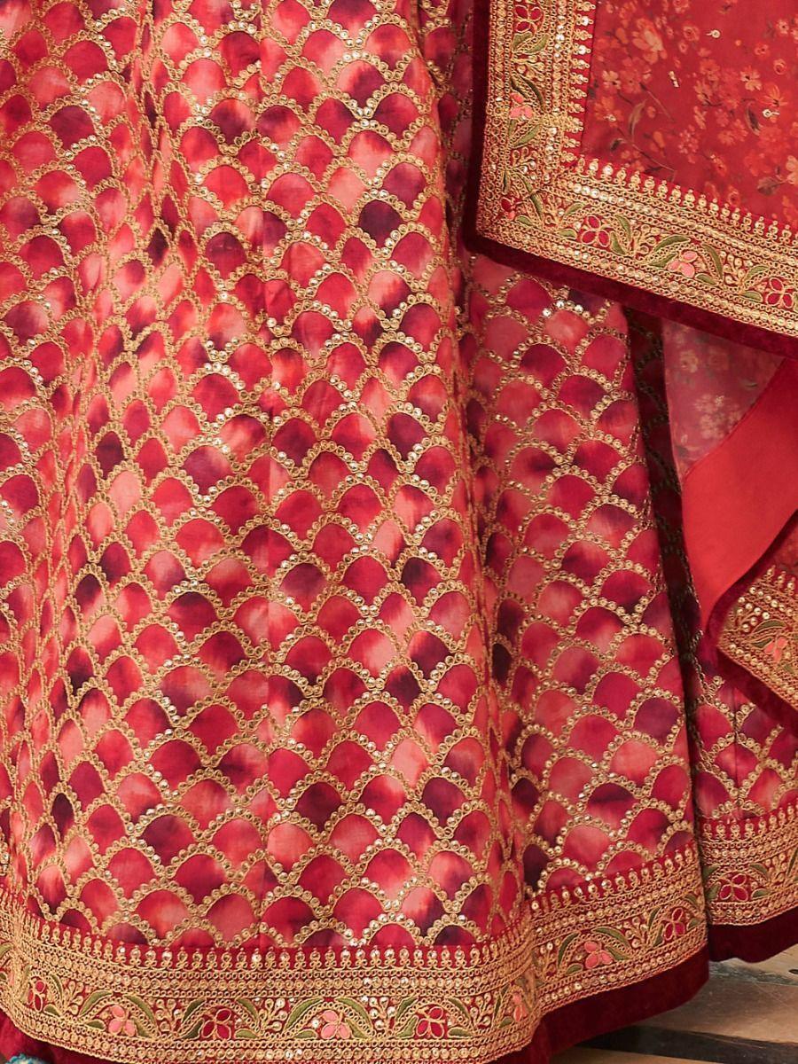 Gorgeous Red Lehenga Choli | Art Silk with Sequin and Lace Border Work