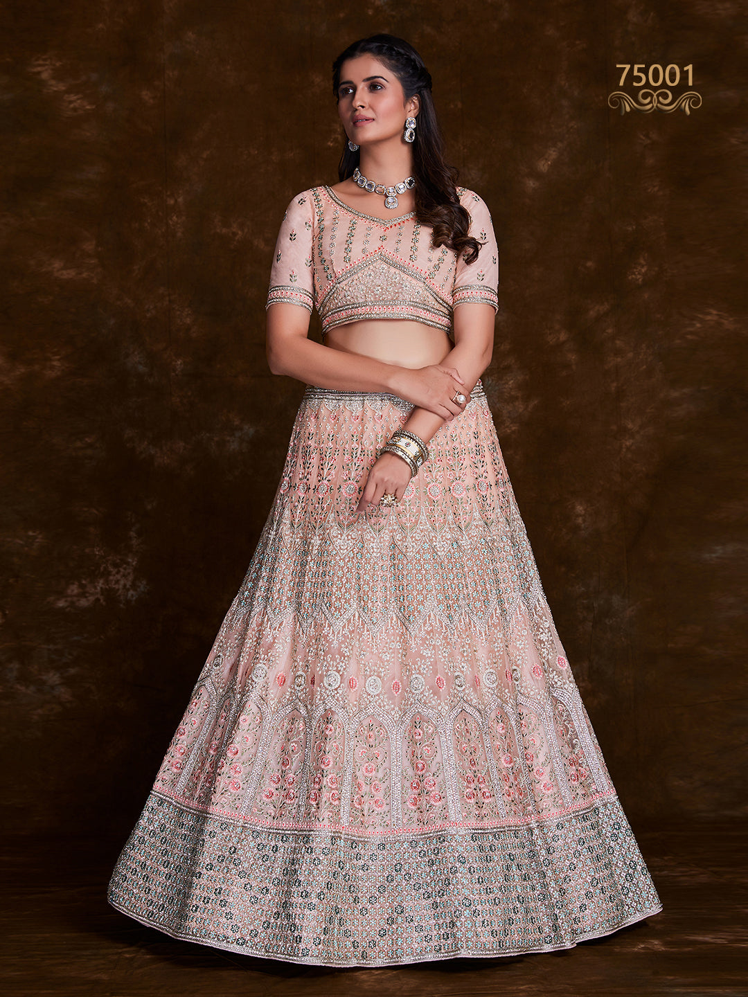 Embroidered Soft Net Bridesmaid Lehenga Choli | Art Silk Wedding Wear