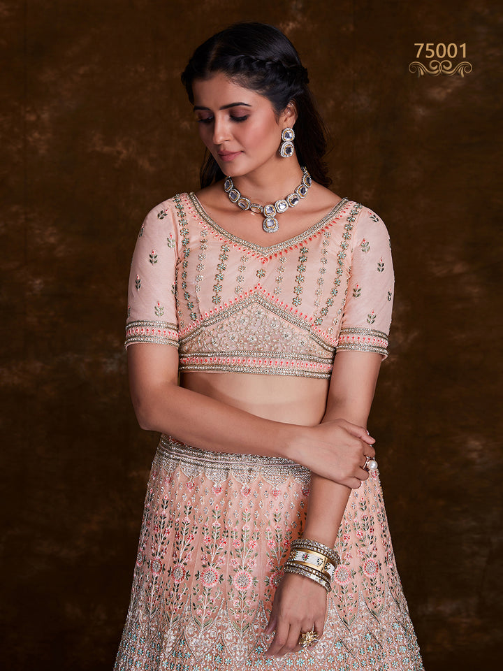 Embroidered Soft Net Bridesmaid Lehenga Choli | Art Silk Wedding Wear