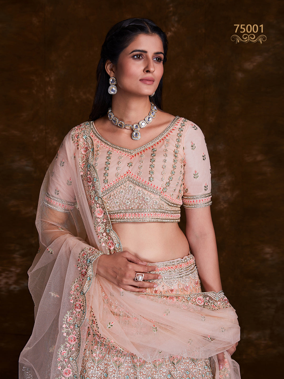 Embroidered Soft Net Bridesmaid Lehenga Choli | Art Silk Wedding Wear