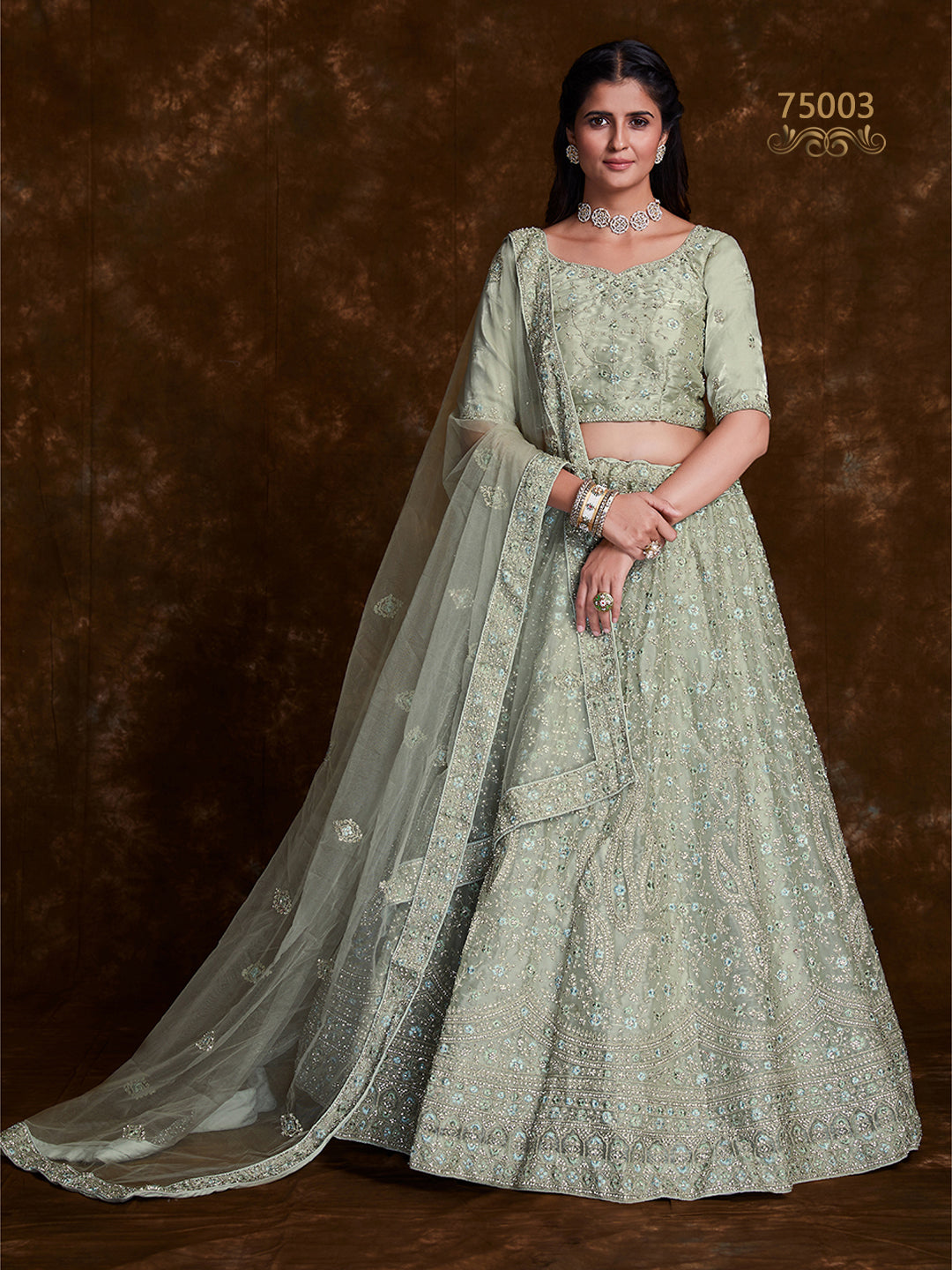 Elegant Organza Lehenga Choli | Thread & Zari Work for Special Occasions