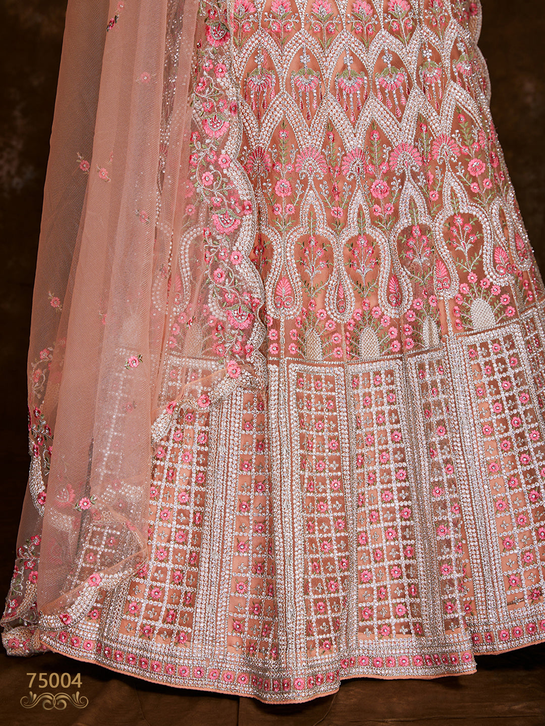 Net Lehenga Choli Set | Thread, Zari & Stone Embroidery for Weddings