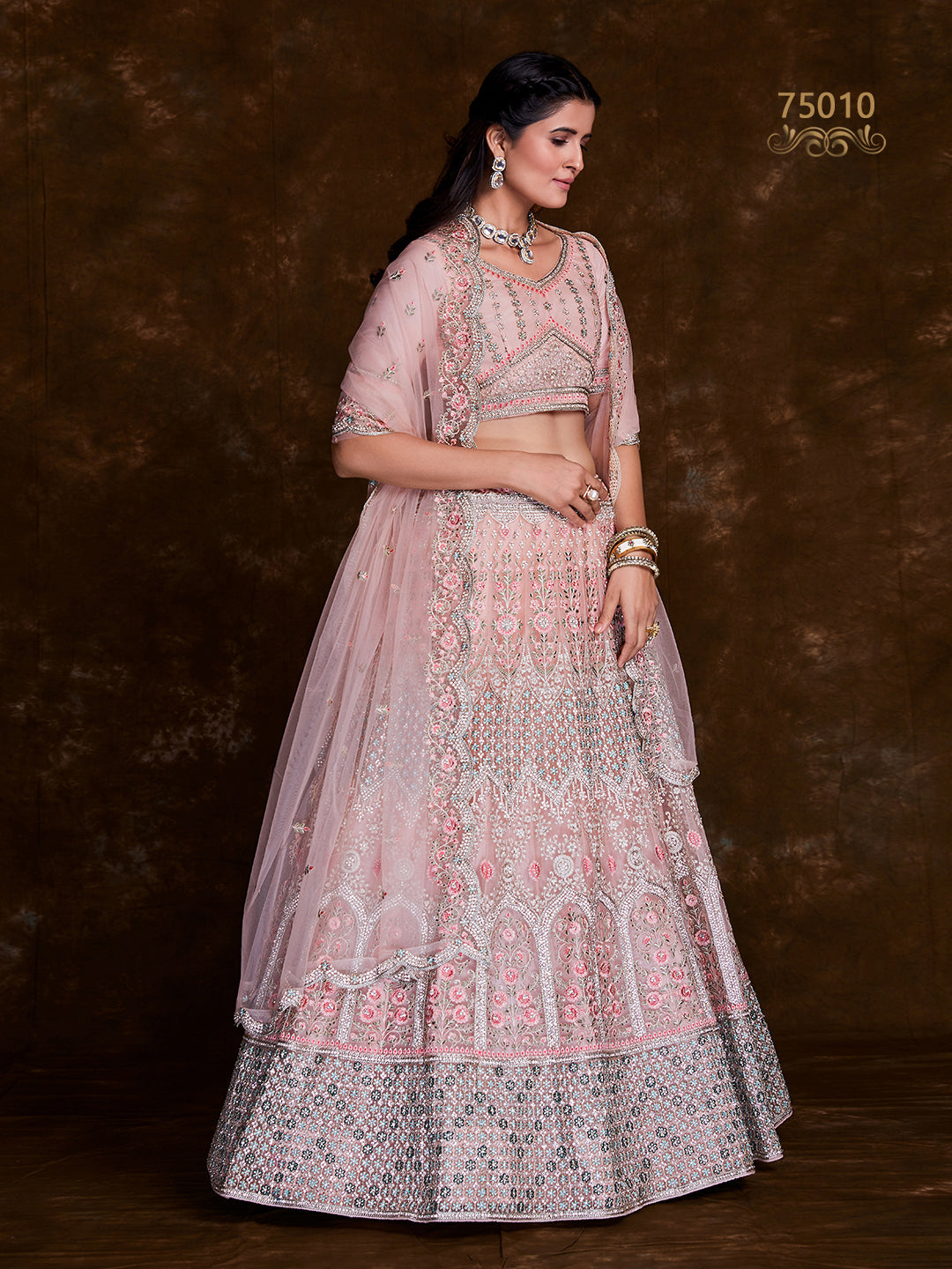 Embroidered Soft Net Bridesmaid Lehenga Choli | Art Silk Wedding Wear