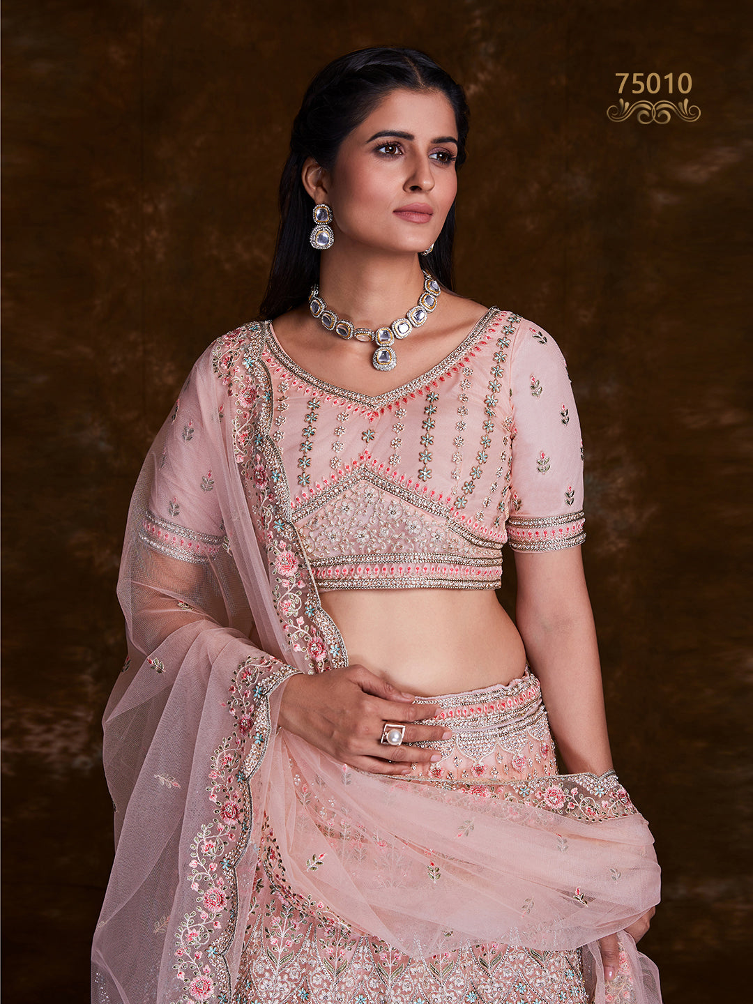 Embroidered Soft Net Bridesmaid Lehenga Choli | Art Silk Wedding Wear