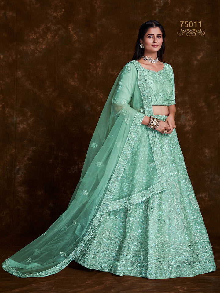 Elegant Organza Lehenga Choli | Thread & Zari Work for Special Occasions