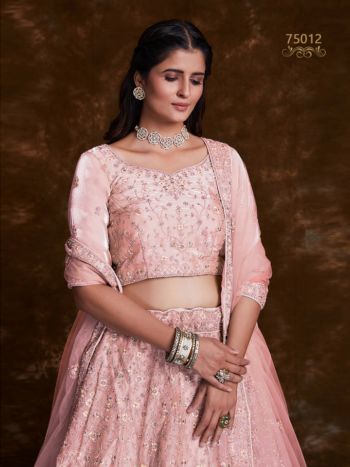 Elegant Organza Lehenga Choli | Thread & Zari Work for Special Occasions