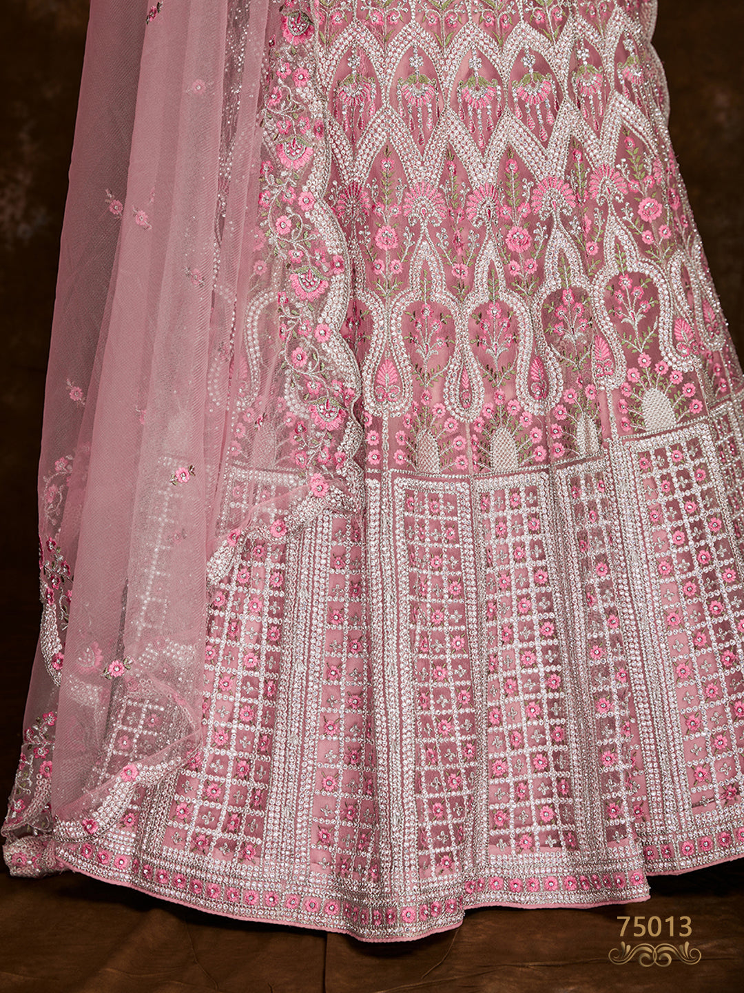 Net Lehenga Choli Set | Thread, Zari & Stone Embroidery for Weddings