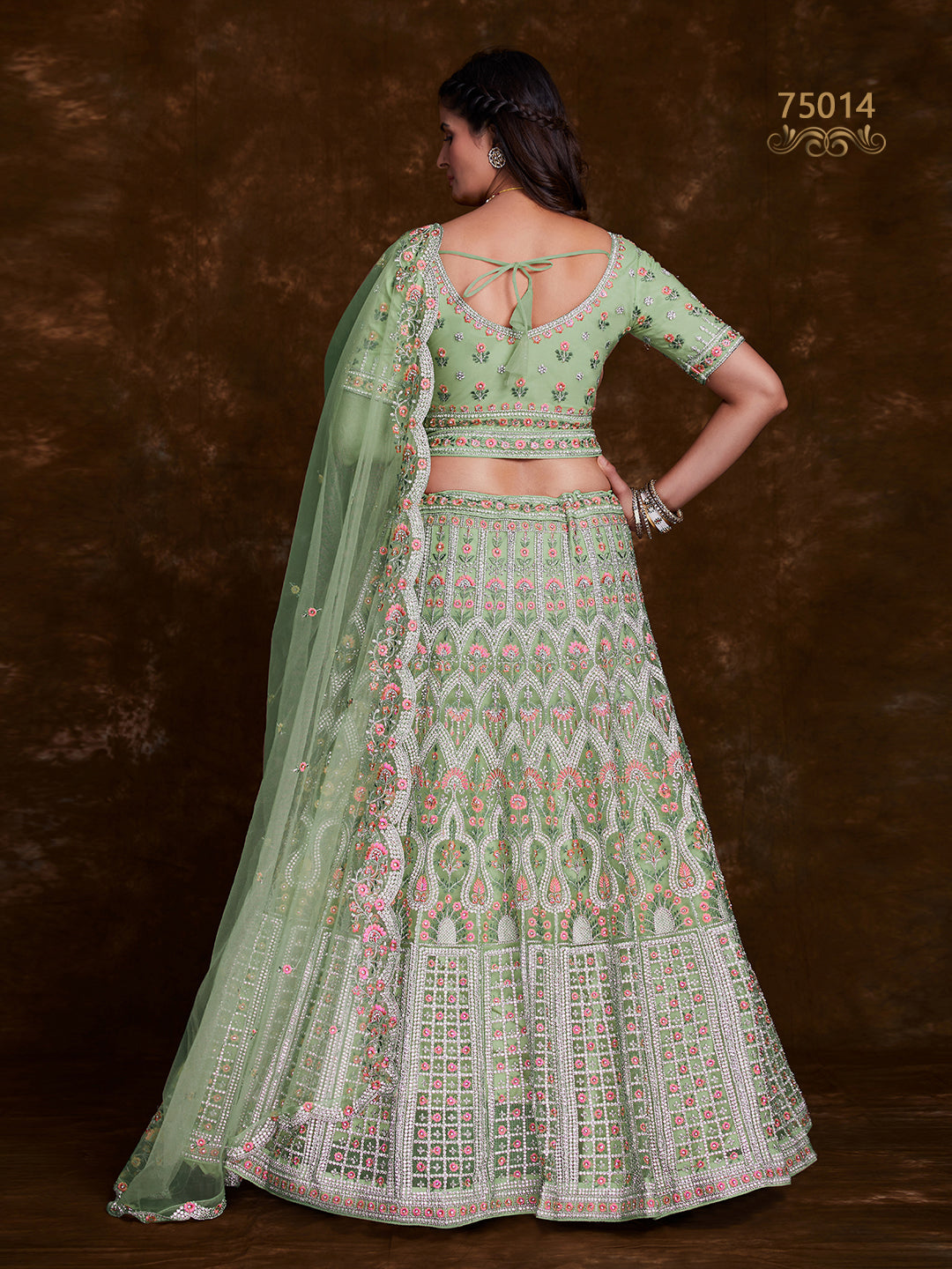 Net Lehenga Choli Set | Thread, Zari & Stone Embroidery for Weddings